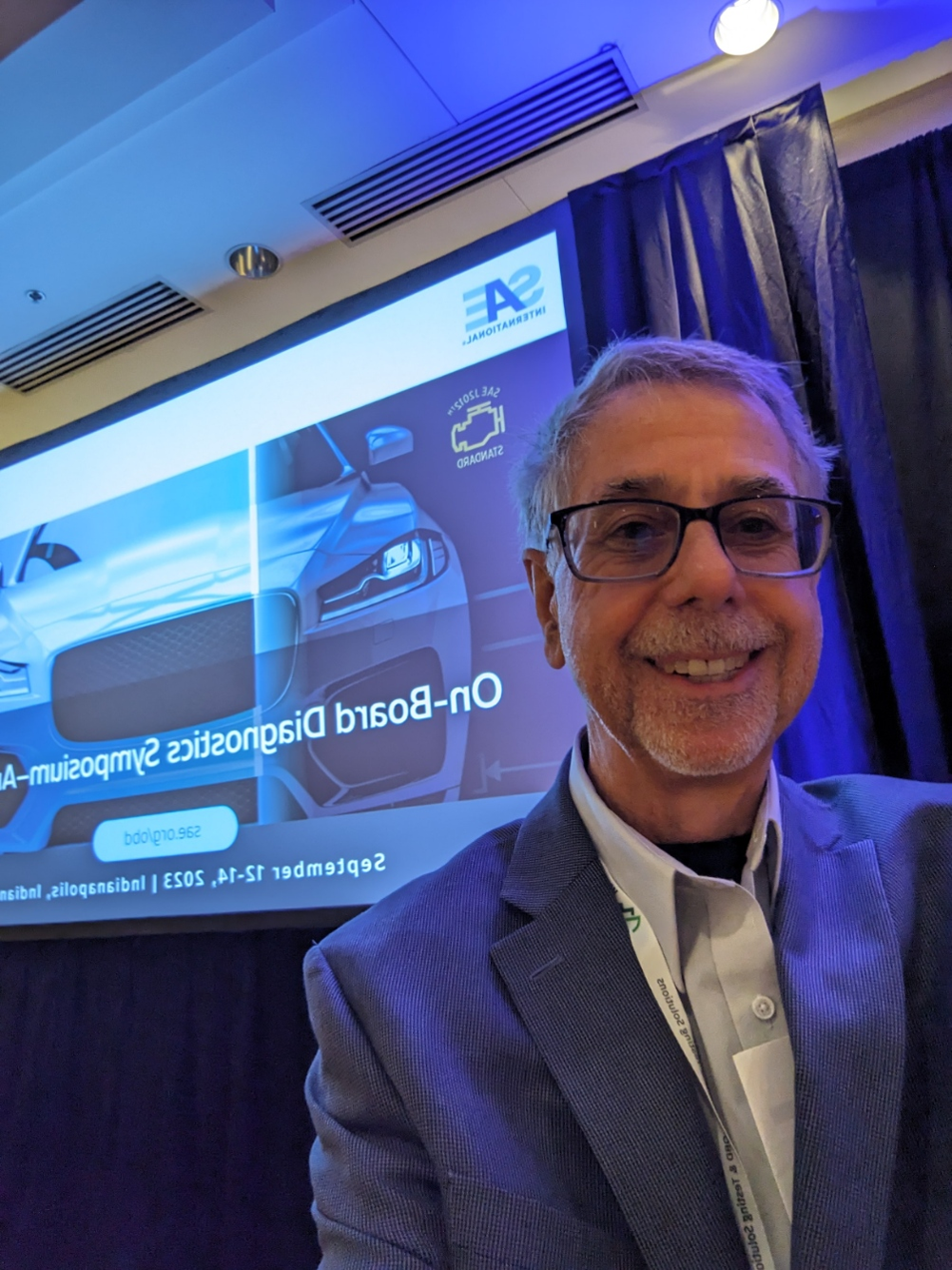 Mark Zachos poses at the SAE on-board diagnostics Symposium in Indianapolis, IN.
